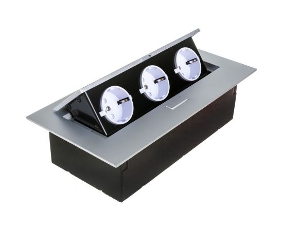 Выдвижной встраиваемый розеточный блок GTV на 3 EURO розетки AE-BP03GS-53 – изображение 2