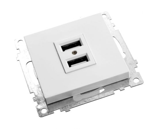 2-местная розетка USB STEKKER (механизм), GLS10-7115-01, 250B, 2,4А, серия Катрин, белый 39686 – изображение 3