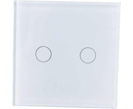 Сенсорный выключатель со стеклянной панелью CGSS изготовленный по технологии Optiwhite на две линии белый Эстетика 86х86 GL-TSP02-WCG – изображение 3
