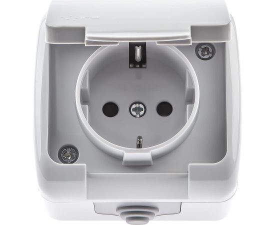 Розетка Intro Atlantic 5-202-03 с заземлением со шторками Schuko открытой установки серый Б0050946 – изображение 3