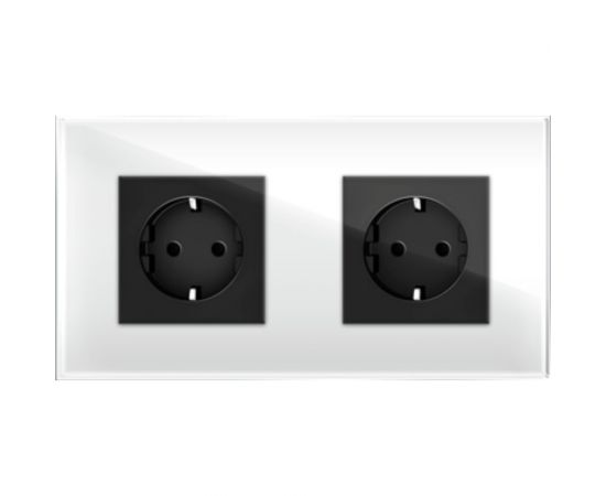 Двухпостовая горизонтальная/вертикальная рамка CGSS стеклянная, белая Эстетика GL-P102-WCG – изображение 3