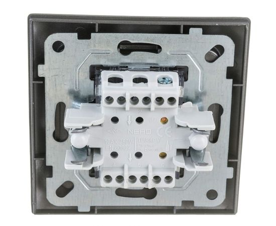 1-клавишный выключатель NE-AD 10А, 250В, Aras, Графит, 93-121-01 – изображение 3