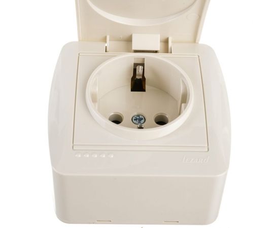 Розетка Lezard DEMET, с заземлением, с крышкой, кремовый 711-0300-123 – изображение 3