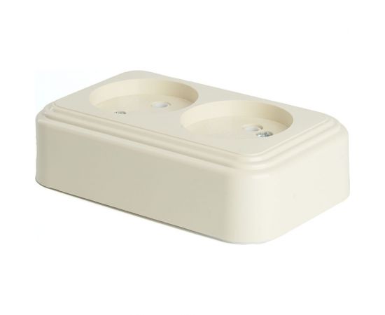 2-местная розетка STEKKER без заземляющего контакта, 250В, 16А, IP20, PST16-30-20 (RA 16-237-БЖ), слоновая кость 49057 – изображение 3