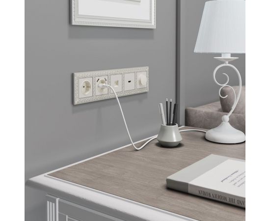 Розетка WERKEL W1171113 с заземлением и шторками перламутровый рифленый a051188 – изображение 3