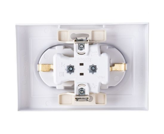Двухместная розетка Schneider Electric ATLAS DESIGN с заземлением 16А в сборе белая ATN000124 – изображение 3