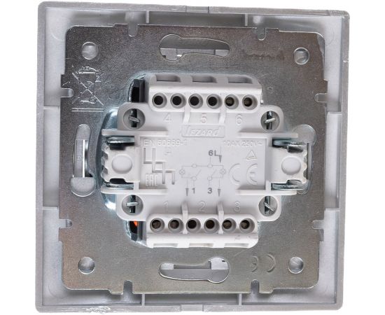 Двойной выключатель Lezard MIRA с подсветкой, метал серый, со вставкой 701-1010-112 – изображение 3