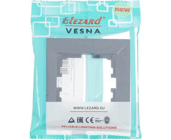 1-ая горизонтальная рамка Lezard VESNA без вставки, графит 742-3400-146 – изображение 4