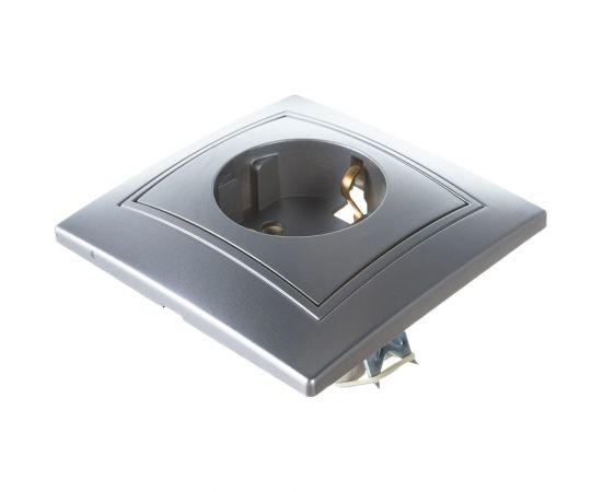 Розетка Intro 2P+E Schuko, 16А, 250В, IP20, СУ, Plano, алюминий Б0030058 – изображение 4