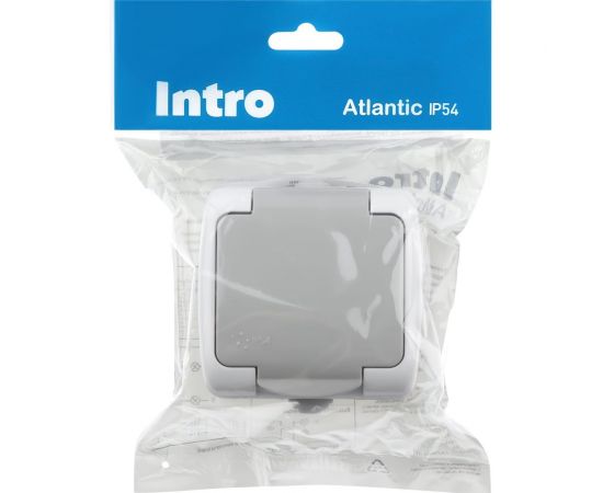 Розетка Intro Atlantic 5-202-03 с заземлением со шторками Schuko открытой установки серый Б0050946 – изображение 5