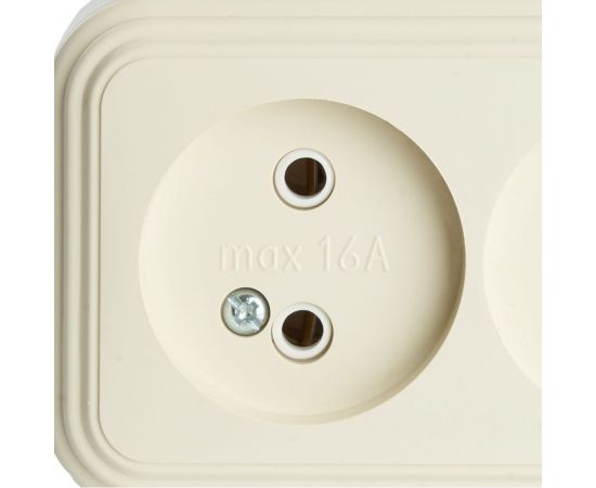 2-местная розетка STEKKER без заземляющего контакта, 250В, 16А, IP20, PST16-30-20 (RA 16-237-БЖ), слоновая кость 49057 – изображение 5