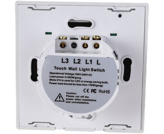 Сенсорный выключатель со стеклянной панелью CGSS изготовленный по технологии Optiwhite на две линии белый Эстетика 86х86 GL-TSP02-WCG – изображение 5