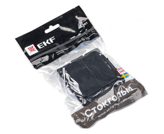 Механизм 2-клавишного выключателя EKF PROxima Стокгольм 10А, черный EZV10-023-10 – изображение 6