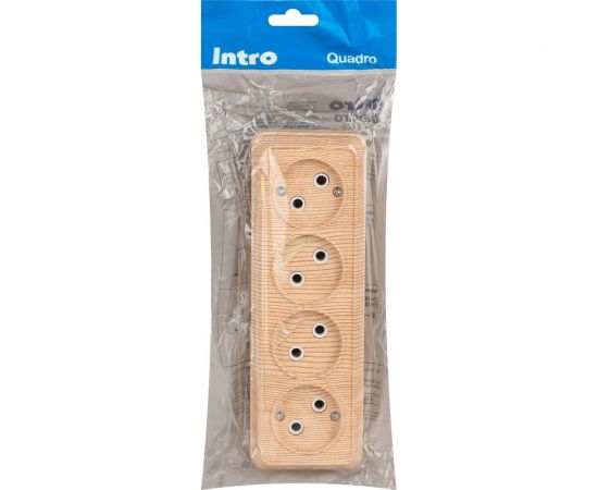 Розетка Intro Quadro 2-207-11 без заземления, четырехместная, 4х2P, 16А-250В, IP20, ОУ, сосна, Б0053836 – изображение 7