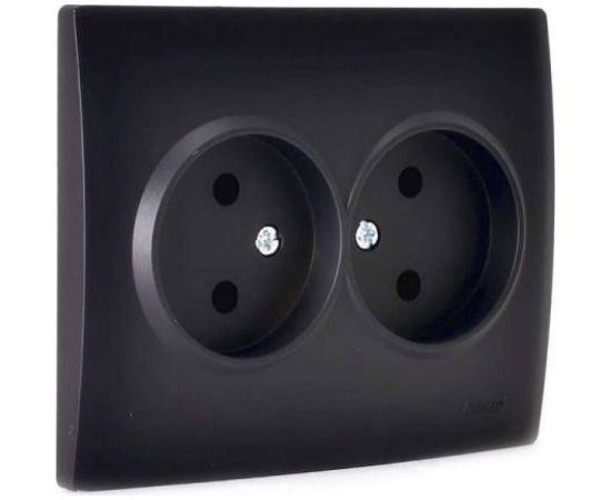 Двойная розетка Lezard KARINA, без заземления, ПБТ, чёрный бархат 707-4200-128B 