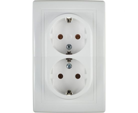 Двойная розетка Aling-conel PRESTIGE 16A 250В с поликарбонатовой вставкой, белая 604.00 113024 