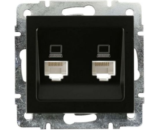 Компьютерная двойная розетка Lezard KARINA чёрный бархат 707-4288-141 