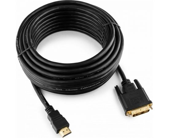 Кабель Cablexpert HDMI-DVI 19M/19M 10м singlelink черный, позолоченные разъемы, экран CC-HDMI-DVI-10MC 