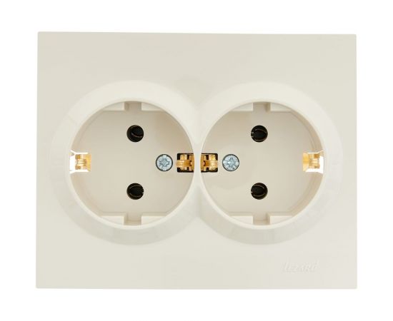 Двойная розетка Lezard VESNA с заземлением, ПБТ, крем 742-0300-127B 