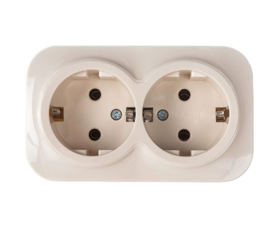 2-ая розетка IEK РС22-3-ХК с з/к о/у 16А GLORY кремовый ERH21-K33-16 