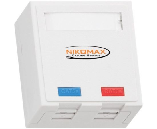 Настенная розетка NIKOMAX 2 порта, со шторками, белая NMC-WO2UD2-FT-ST-WT 