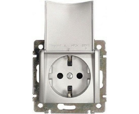 Одноместная розетка с крышкой и заземлением, алюминий Legrand Valena 770122 
