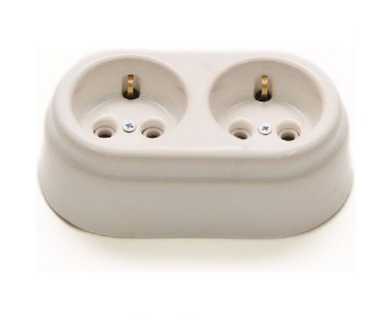 Двухместная керамическая розетка Interior Electric белая, серия ""АРБАТ"" РК2001 