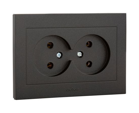 2-местная розетка OVIVO без заземления GRANO, черный металлик, 400-170300-908 