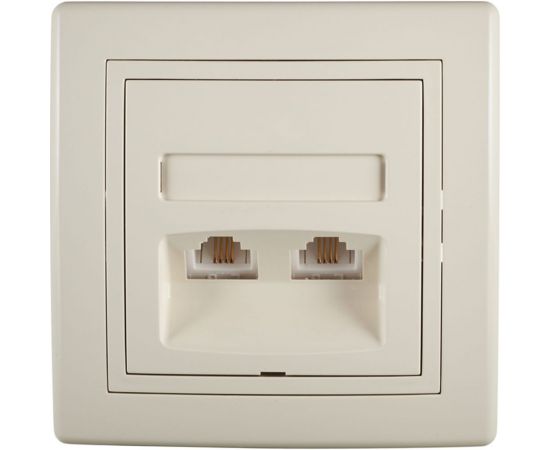 Телефонная розетка Aling-conel PRESTIGE 2xRJ12 6/4 Cat3, бежевая 613.999 113219 