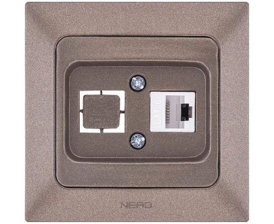 Компьютерная розетка NE-AD + гнездо с заглушкой, CAT6, Aras, Мокка, 93-125-23-D1 