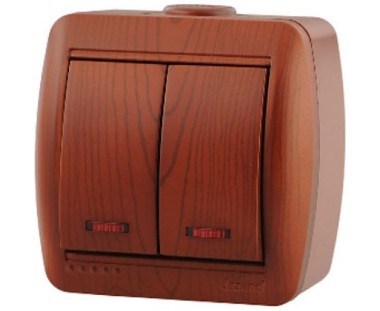 Двойной проходной выключатель Lezard NATA вишня 710-0600-106 