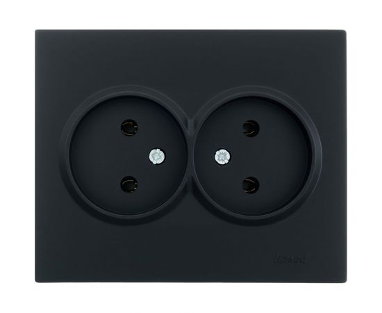 Двойная розетка Lezard VESNA без заземления, ПБТ, чёрный бархат 742-4200-128B 
