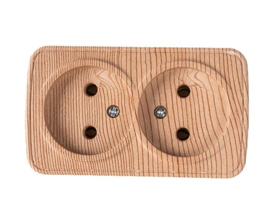 Розетка Intro Polo 3-203-11 двойная без заземления 2x2P, 16A-250В, IP20, открытая установка, сосна, Б0053571 