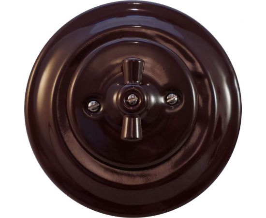 1-клавишный проходной выключатель Retrika ретро, керамика, серия Colony, коричневый G01-02 