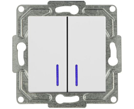 2-клавишный выключатель GUNSAN Eqona с индикацией белый 16401100-250104 