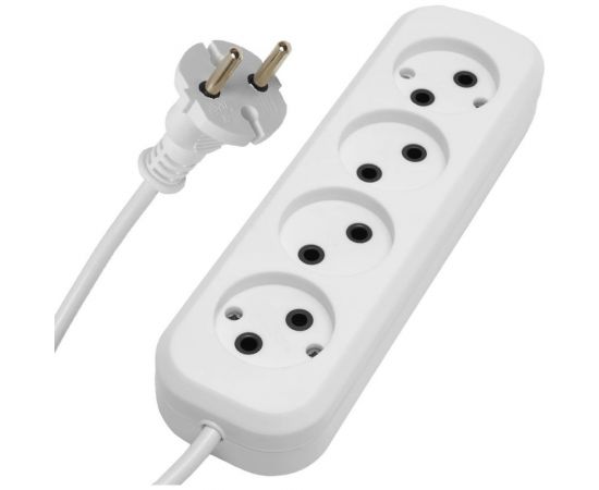 Удлинитель STEKKER штепсельный 4 гнезда б/з 2x0,75 белый 3м HM01-40-03, Ух-10 39217 