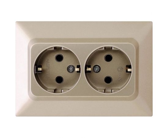 Розетка NE-AD 2-гнезда с заземлением, керамика, 16А, 250В, Aras, Бронза, 93-123-85-P 