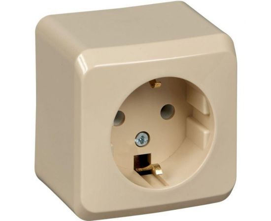 Розетка Schneider Electric 1-м ОП Этюд Дача 16А с заземлением, защитные шторки, бук SchE PA16-004T 