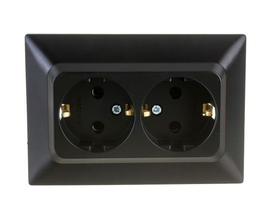 Розетка NE-AD 2-гнезда с заземлением, керамика, 16А, 250В, Aras, Черный, 93-124-85-P 