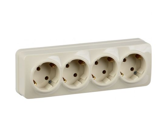 4-ая розетка IEK РС24-3-ХК с з/к о/у 16А GLORY кремовый ERH41-K33-16 