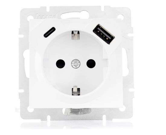 Розетка Lezard VESNA с/з TC+USB разъём белая 742-0288-181TC 