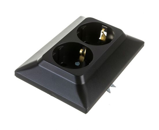Розетка NE-AD 2-гнезда с заземлением, керамика, 16А, 250В, Aras, Черный, 93-124-85-P – изображение 2