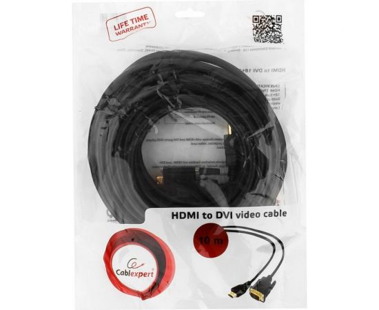 Кабель Cablexpert HDMI-DVI 19M/19M 10м singlelink черный, позолоченные разъемы, экран CC-HDMI-DVI-10MC – изображение 2
