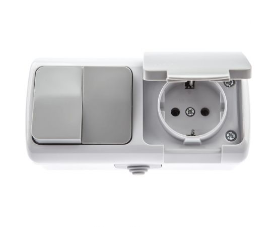 Блок розеток с выключателем Intro Atlantic 5-702-03 открытой установки IP54 серый Б0050948 – изображение 2