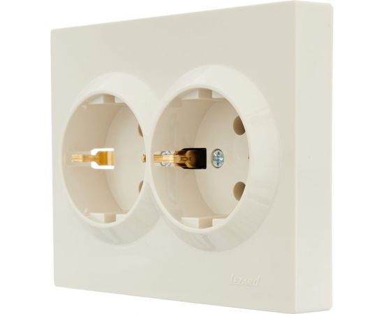 Двойная розетка Lezard VESNA с заземлением, ПБТ, крем 742-0300-127B – изображение 2