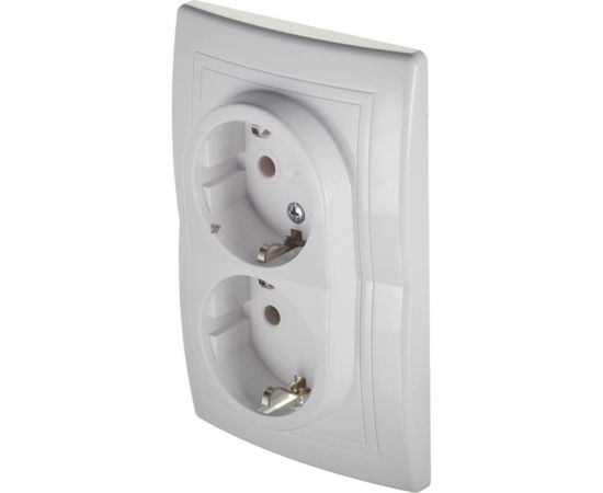 Двойная розетка Aling-conel PRESTIGE 16A 250В с поликарбонатовой вставкой, белая 604.00 113024 – изображение 2