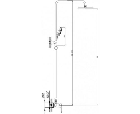 Душевая система со смесителем SmartSant Инлайн комплект штанга, три функции, душевая лейка, лейка верхняя SM1508AA – изображение 2