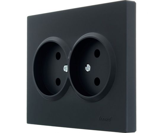 Двойная розетка Lezard VESNA без заземления, ПБТ, чёрный бархат 742-4200-128B – изображение 2