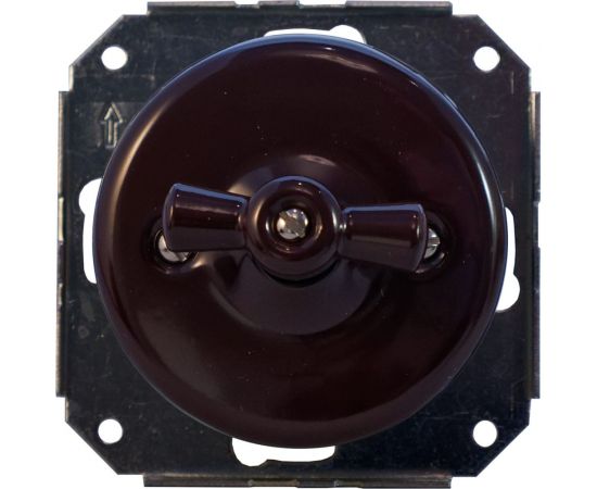 1-клавишный проходной выключатель Retrika ретро, керамика, серия Colony, коричневый G01-02 – изображение 2