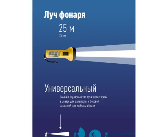 Ручной фонарь КОСМОС 0,5Вт LED+4SMD(1Вт)/1xAA/корпус ABS-пластик/ремешок ручной, KOC119B – изображение 2